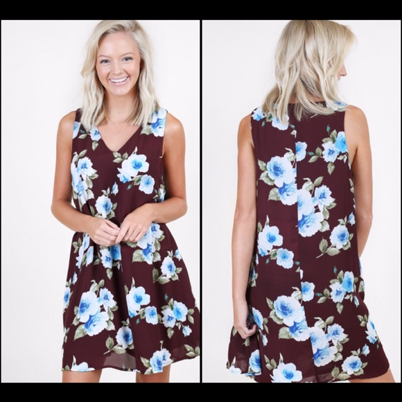 Altar’d State Burgundy and Blue Dress - Picture 2 of 6